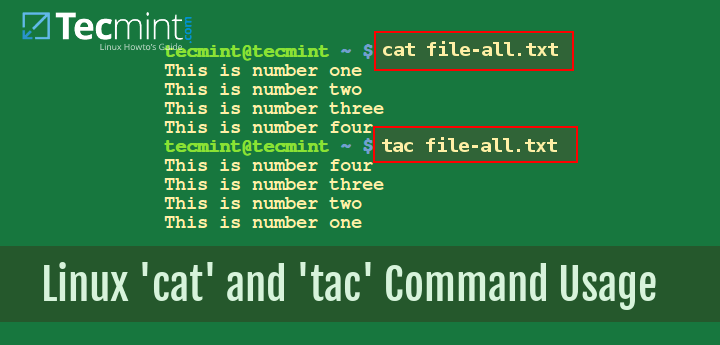 So verwenden Sie Befehle "Katze" und "TAC" mit Beispielen unter Linux