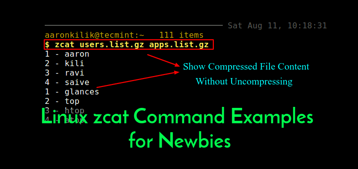 Linux-zcat-Befehlsbeispiele für Neulinge